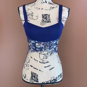 Navy Floral Crop Top